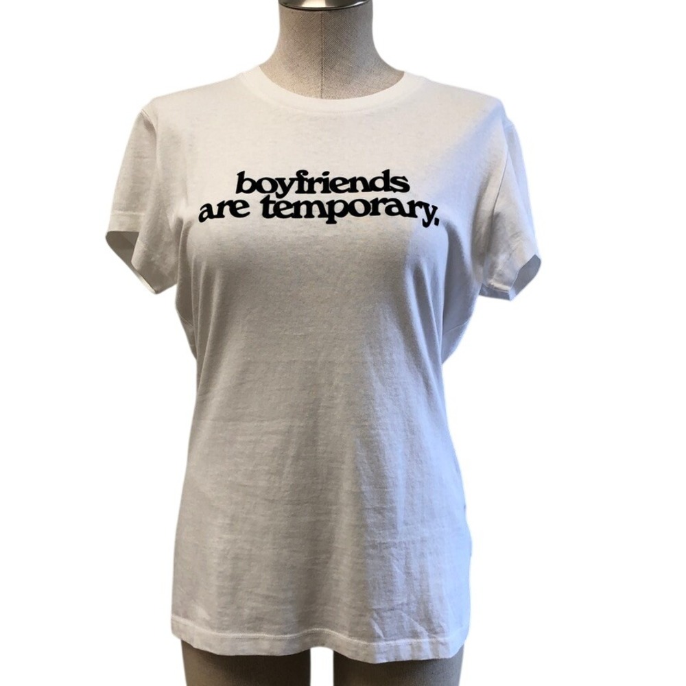 Off-White T-Shirt Womens Small White Boyfriends Are Temporary Graphic Tee